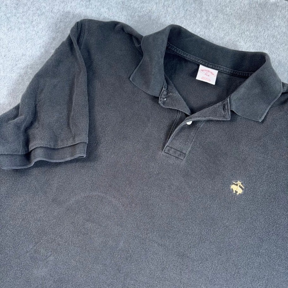 Brooks Brothers 346 Polo Shirt Mens XL Black Solid Original Fit Pique Cotton